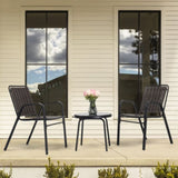 3-Piece Patio Bistro Set, Outdoor Furniture Set with 2 Stackable Patio Dining Chairs and Glass 31111029
