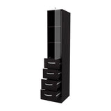 Pion Bathroom Linen Cabinet with Glass Door and Drawers, Wengue B128P287528