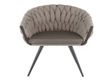 Contemporary Chair in Black Metal with Grey Faux Leather and Grey Fabric B202P223437