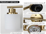 6-Light Golden Bathroom Vanity Light Fixture, Frosted Glass Shades, Modern Wall Mounted Lighting W1340P206703