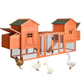 ZNTS Outdoor Wooden Chicken Coop, 124" Large Hen Cage Rabbit House, Bunny Hutch with Ventilation Door, 24350594