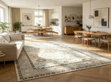 Blue 8x10 Indoor Machine Washable Area Rug Bohemian Design Carpet, Easy Clean for Living Room, 27398976