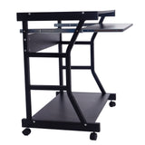 ZNTS Moveable Four-wheel Computer Desk Black 73764478