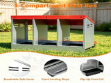 3-Compartment Chicken Nesting Box, Hot-Dipped Galvanized Iron Roll-Away Egg Collection Box, 21467062