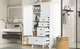 Tall and Wide Storage Cabinet with Doors for Bathroom/Office/Living Room/Indoor, Four Drawers of 99468451