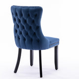Furniture,Upholstered Wing-Back Dining Chair with Backstitching Nailhead Trim and Solid Wood 12279323