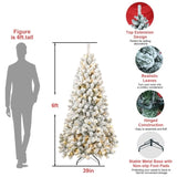 ZNTS 6FT Pre-lit Flocked Christmas Tree with 760 Memory Wire Tips – Effortlessly Fluffed, Perfectly W1773P199066