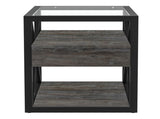 Set of 2 Modern End Table with Drawer - Nightstand for Bedroom Living Room, Rustic Wood Grain MDF W241P246927