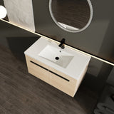 LEVISTAR Oak 36 Inch Bathroom Vanity with resin Countertop Sink, 2 Doors Bathroom Cabinet Set W1972P165045