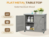 Potting Bench with Storage Cabinet and Metal Table Top for Outdoor Patio,Outdoor Work Station Table 93815704