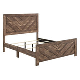 Rustic Brown Finish Contemporary Queen Size Panel Bed Wooden Bedroom Furniture 1pc, Bed in a Box B011P250471