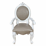 Taupe and Bone White Arm Chair with Nailhead Trim B062P209289