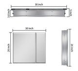 ZNTS 30*26 inch Medicine cabinet with Mirror Surface Mount or Recess aluminum Large storage space W1355103554