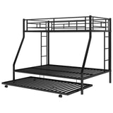 ZNTS Twin over Full Bed with Sturdy Steel Frame, Bunk Bed with Twin Size Trundle, Two-Side Ladders, Black 04979237