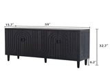 Modern Black Sideboard Cabinet with Decorative Nailhead Accents, Stylish Storage Solution for Dining W2729P198993