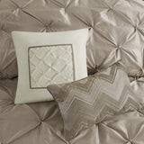 7 Piece Tufted Comforter Set Taupe King B03596864