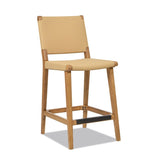 Pierre 26" Farmhouse Saddle Kitchen Island Counter Stool with Back, Sunkissed Beige Leather & B2719P238396