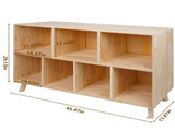 Solid Pine Wood 7-Compartment Storage Cabinet, 45.5"L x 29.1"H Fixed Shelves Organizer for W3166P271631