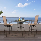 Patio Bar Height Table, All-Weather Cast Aluminium Square Bar Bistro Table with 2" Umbrella Hole, 72740322
