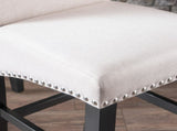 25" Contemporary Upholstered Counter Stools with Nailhead Trim , Wheat/Matte Black, Fabric N780P278314B