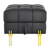 22 inches Anti-scratch Leather Storage Ottoman, Pet Friendly Entryway Bench with Golden Stainless W1191P196355