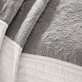 ZNTS 7 Piece Quilt Set with Euro Shams and Throw Pillows Black King/Cal King B03597421