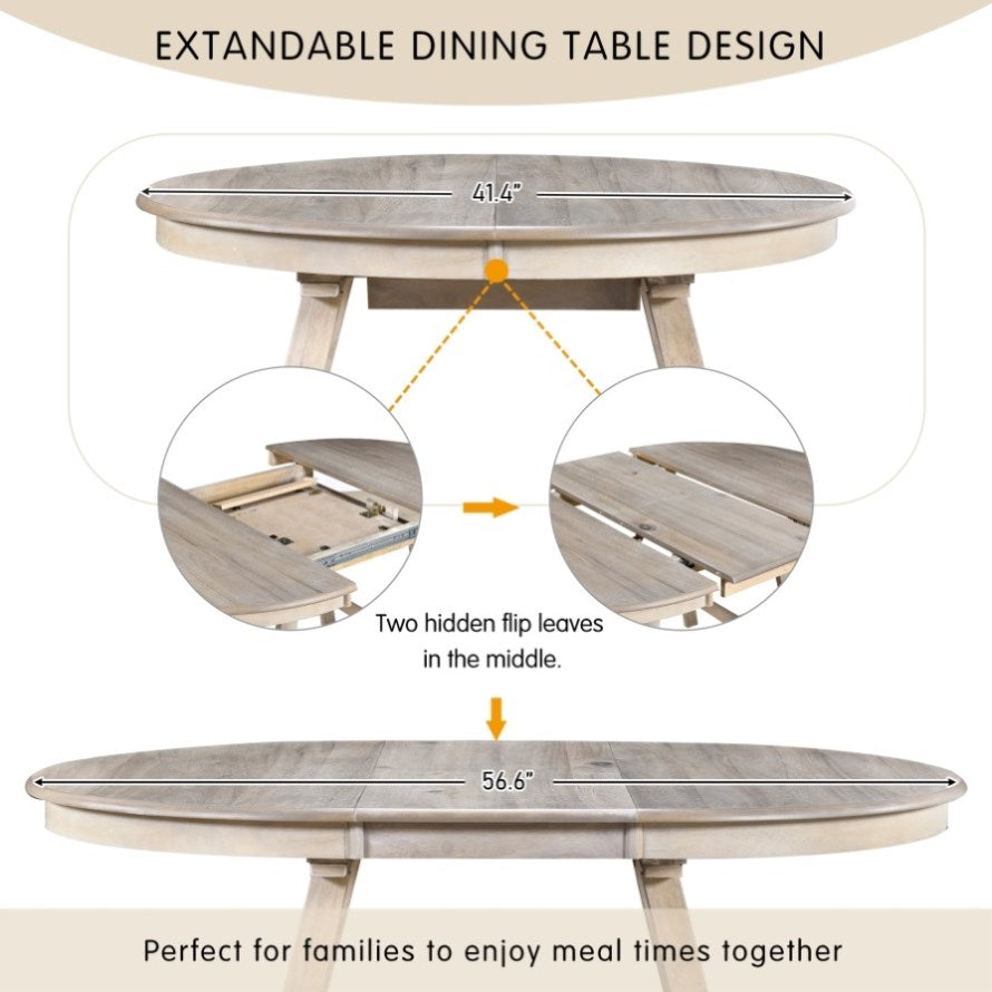 ZNTS TREXM Wood Dining Table Round Extendable Dining Table for Dining –  ZNTS Wholesale United States