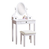 ZNTS Moniys Wood Moniya Makeup Vanity Table and Stool Set, White T2574P163835