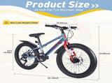 20 Inch Kids Bicycles , Fat Tire Mountain Bike for Boys and Girls Age 5 Years ,7-Speed Dual-Disc W1019P203875