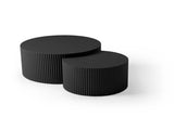 Black Nesting table set of 2 Round and Half Moon Shapes,No Need Assembly W876P271183