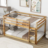 ZNTS Solid Wooden, Solid Rubber Wooden Twin over Twin Loft Bed with Ladder, with Bed Platform of W504P191673