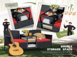 Outdoor Patio Loveseat Black Wicker 2-Seat Patio Conversation Set with Cushions & 80435719