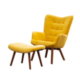 ZNTS Leiria Contemporary Silky Velvet Tufted Accent Chair with Ottoman, Yellow T2574P164275