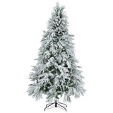 7.5FT Pre-Lit Spruce Snow Flocked Christmas Tree, Artificial Hinged Xmas Tree with 350 Multi-Color 28786227