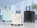20 Inch Carry On Luggage, Aluminum Frame ABS Hard Shell Suitcase with USB Charging Port, Foldable W2787P536983