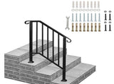Matte Black Outdoor 2-Step Iron Handrail 88454431