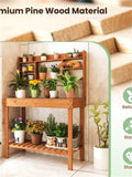 61" Wooden Gardening Worktable Flip-Up Tabletop Hidden Compartment, 3-Tier Storage, 35lbs Net, 36277238