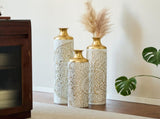 Floor metal vase modern style decoration droplet shaped white metal vase 3-piece set gorgeous W2796P321401
