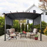 ZNTS 12 x 9 Ft Outdoor Pergola Patio Gazebo,Retractable Shade Canopy,Steel Frame Grape Gazebo,Sunshelter 25946279