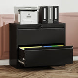 2 Drawer Lateral File Cabinet with Lock Heavy-Duty Metal Filing Cabinet for Home Office, 70120423