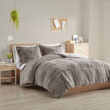 King/Cal King Shaggy Long Fur Comforter Mini Set B03595901