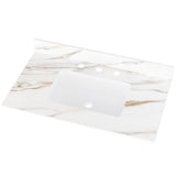 37 Inch Marble Vanity Top, Bathroom Vanity Top with Undermount Rectangular Middle Sink and 4