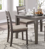 ZNTS Beautiful Gray Finish 5pc Dining Set Table and 4 Side Chairs Set Fabric Upholstery Wooden Furniture B011P170909