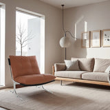 Leather Armchair, Modern Accent Chair High Back, Living Room Chairs with Metal Legs and Soft Padded, W2105P303635