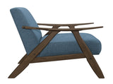 Modern Home Furniture Blue Fabric Upholstered 1pc Accent Chair Cushion Back and Seat Walnut Finish B01172866