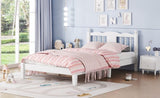 ZNTS Twin Bed with Column-Decoration Headboard, with Bed Slats,White W504P169500