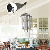 (Same as W1340142524/L1018-G) 8-Lights Black & Gold Lantern Tiered Pendant Light Fixtures, W1340P206664