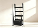 5-Tier Ladder Shelf with Fabric Drawer, Narrow Industrial Bookshelf with Anti-Tip Device & Back 51934910