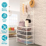5-Tier Dustproof Entryway Hall Tree Coat Rack Shoe Rack With 8 Removable Hooks Freestanding Shoe 71189357