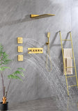 Wall Mounted Waterfall Rain Shower System With 3 Body Sprays & Handheld Shower W92858570